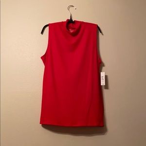 Red sleeveless turtleneck shirt